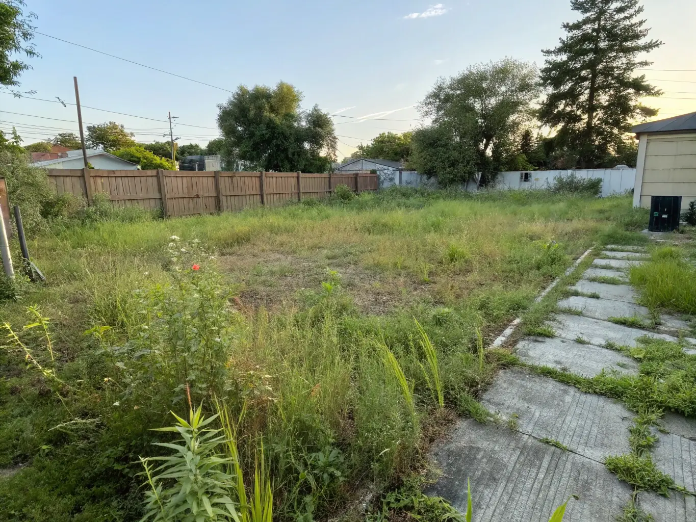 A photo of a yard cleared of debris and waste, demonstrating 3 Brothers Trash and Junk Removal's yard waste removal service.