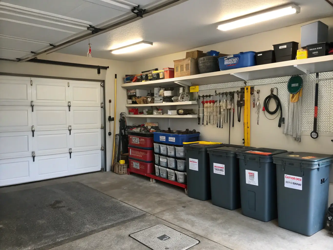 An interior shot of a garage being cleared of boxes, old furniture, and miscellaneous items, showcasing the comprehensive nature of the junk removal service.
